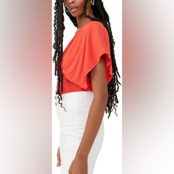 Free People Ava V-Neck Tie Back Top- Size Small - Picture 3 of 14